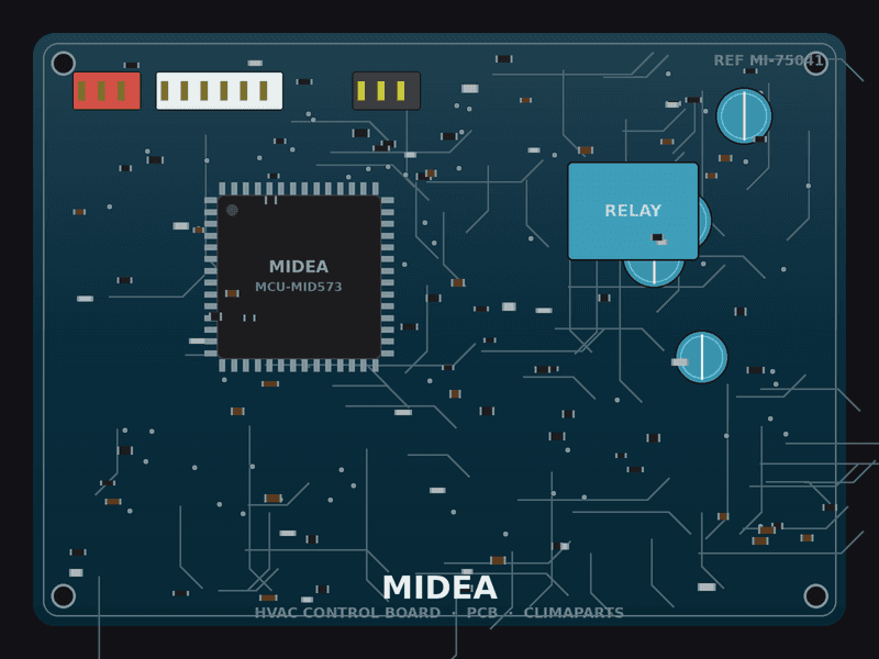Carte PCB Comfee CS12 reconditionnée OEM Midea ref 201337380199